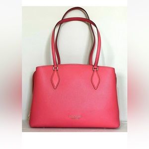 New Kate Spade Zeezee Large Work Tote Pebble Leather Peach Melba